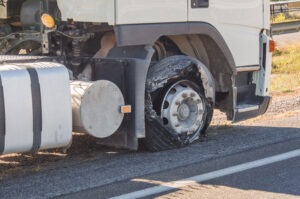 Damaged,truck,tire,after,tire,explosion,at,high,speed