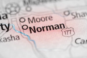 Closeup of norman on a map